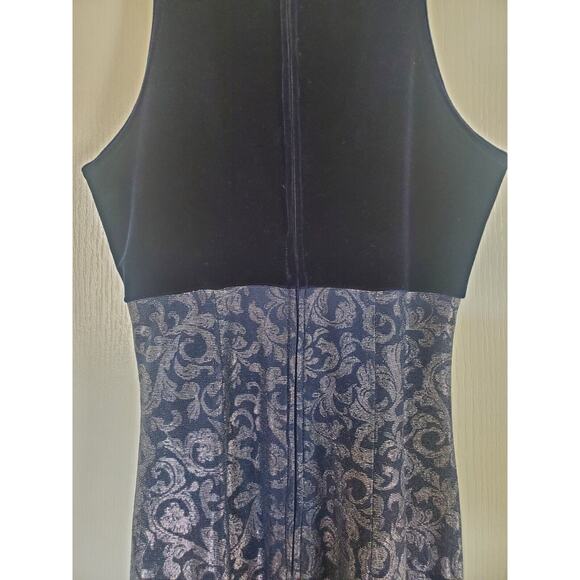 Gunne Sax (Jessica McClintock) Vintage Velvet Silver Metallic Gown Dress, Sz 3/4 - Picture 9 of 11